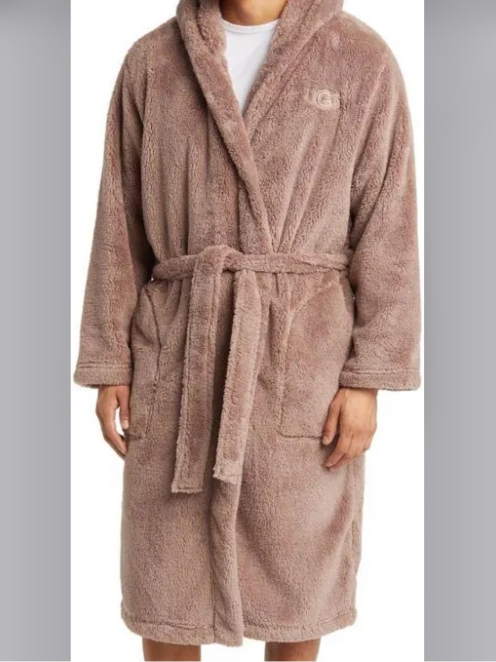 UGG Mens brown Beckett belted hooded robe M/L